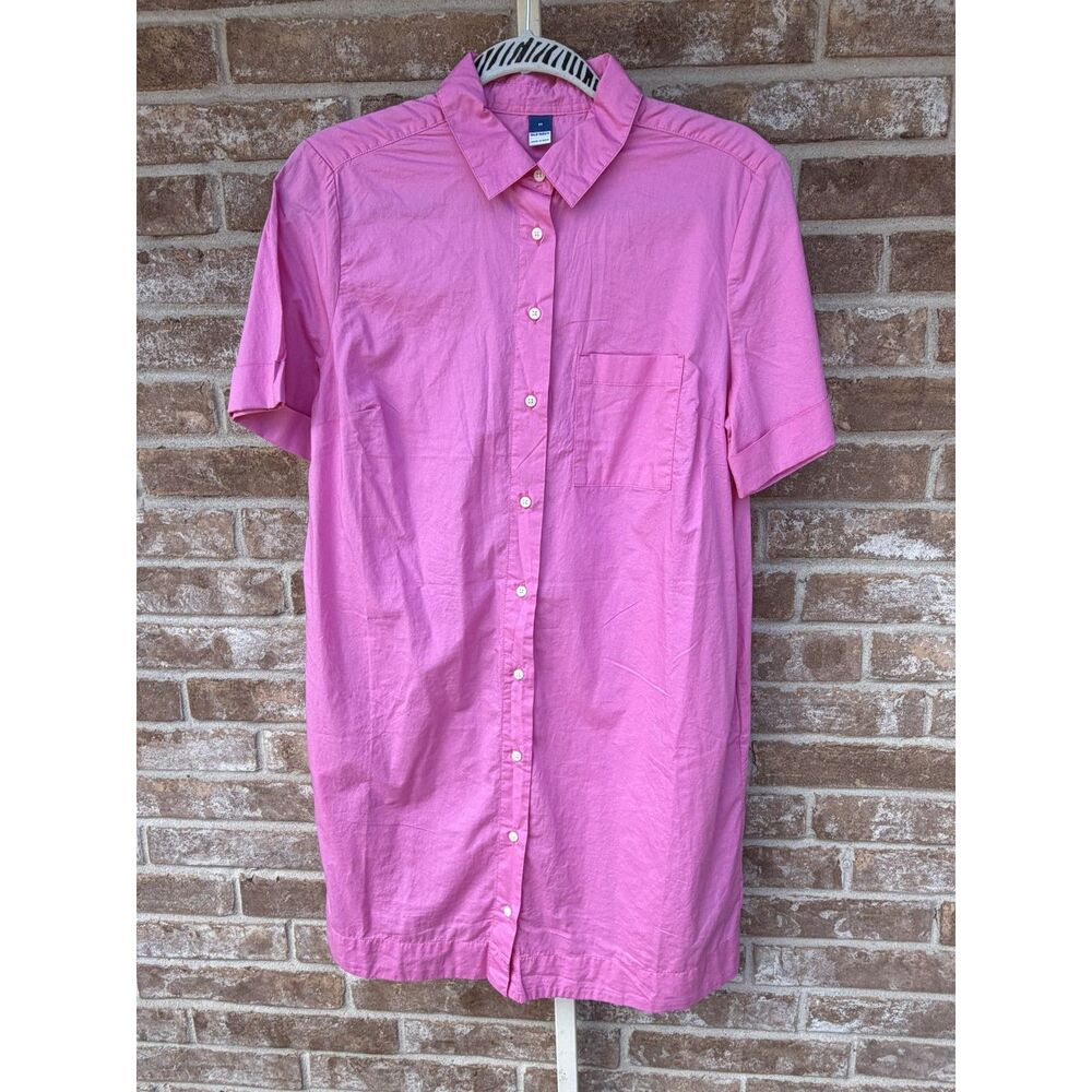 Old Navy Barbie Pink Button-Front Shift Dress | Short Sleeve Size M
